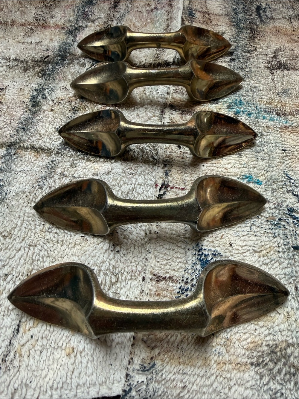 Brass Double-Headed Drawer Pulls - Set of 5